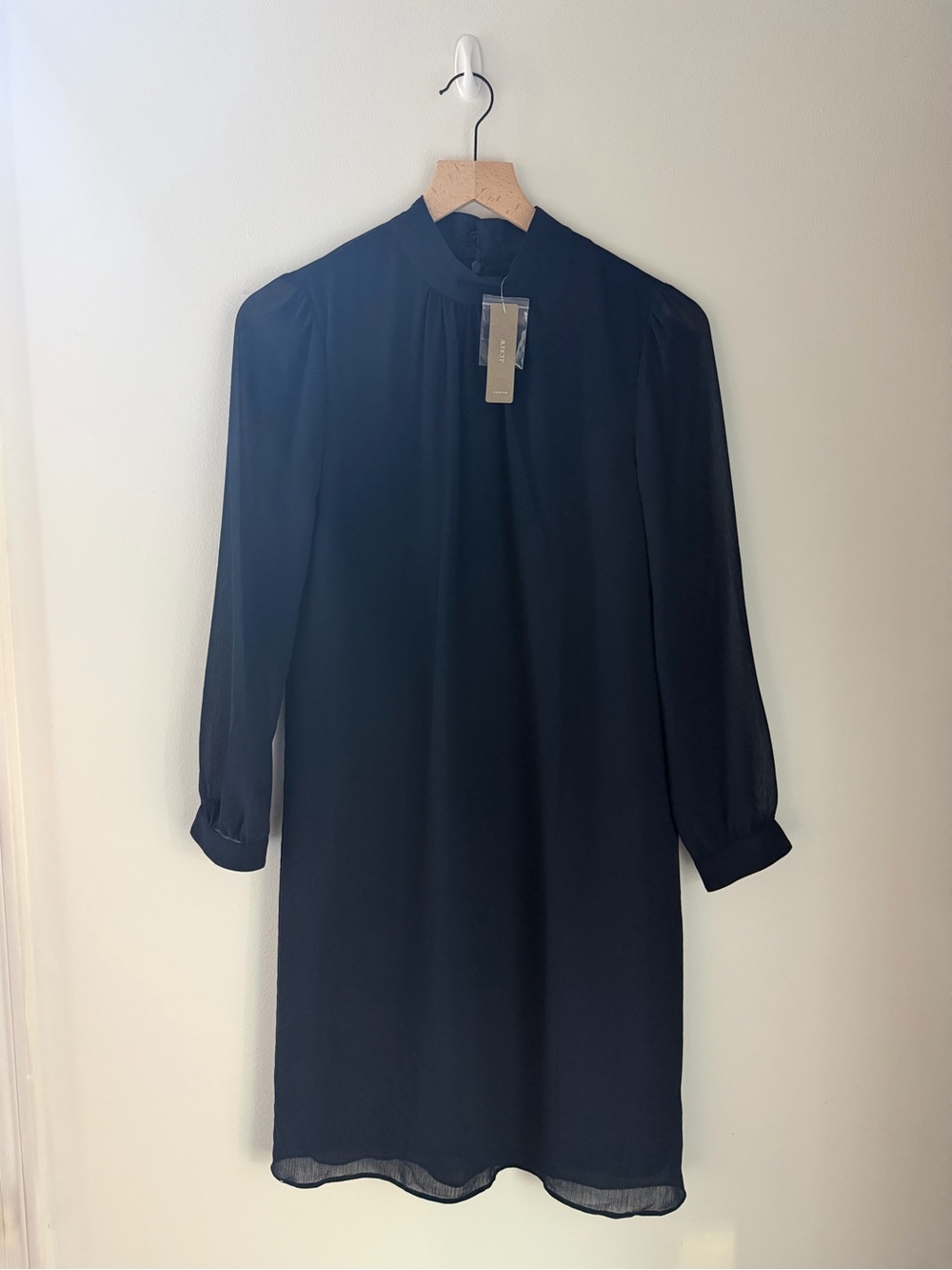 J. Crew Black Long-Sleeve High-Neck Shift Dress